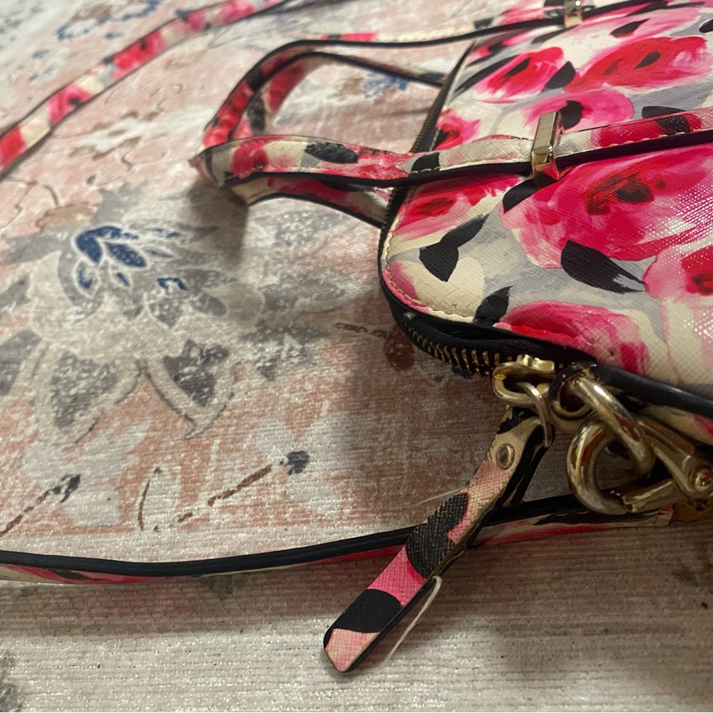 Kate Spade Cedar Street Maise Rose Print Satchel Saffiano Leather Floral (flaws) - Picture 9 of 16